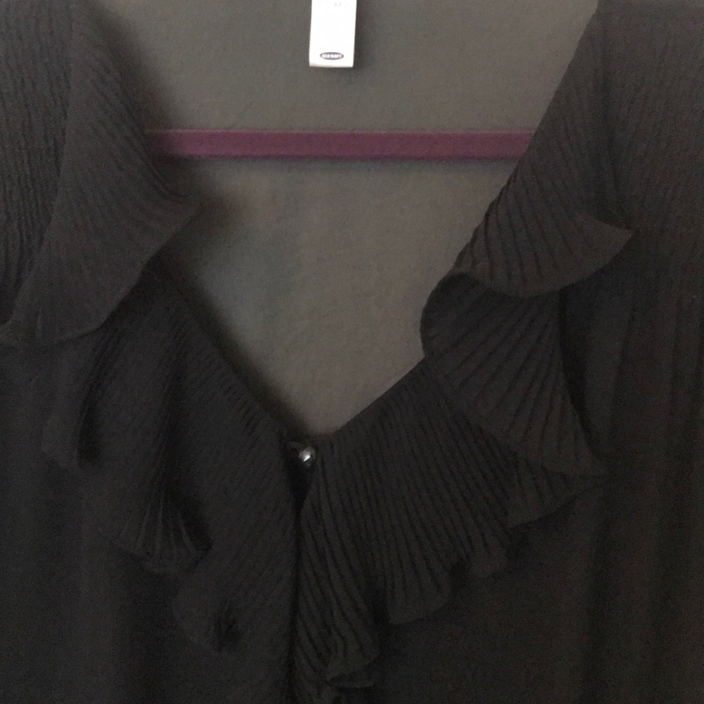 Black Sheer Ruffled Top - Picture 4 of 6